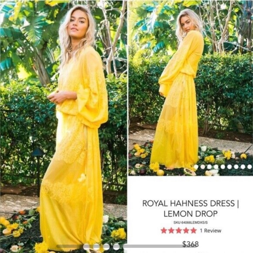 We are HAH Royal HAHness Lace Maxi Dress Lemon Drop Yellow Size XS/S